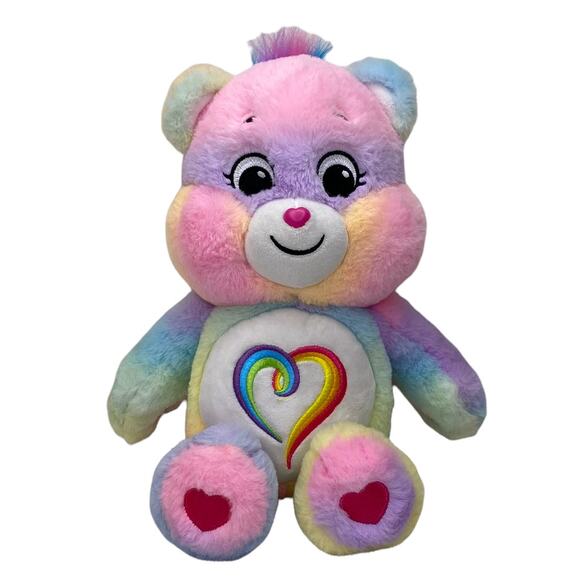 Care Bears Togetherness Bear Rainbow Tye Dye Stuffed Animal Plush - Picture 1 of 7